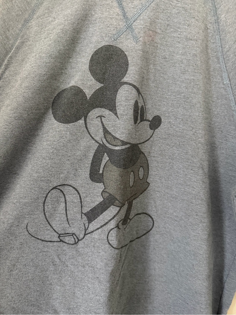 Disney Vintage-Style Classic Mickey Mouse Raglan Sweatshirt - Heather Blue XL - Picture 5 of 6